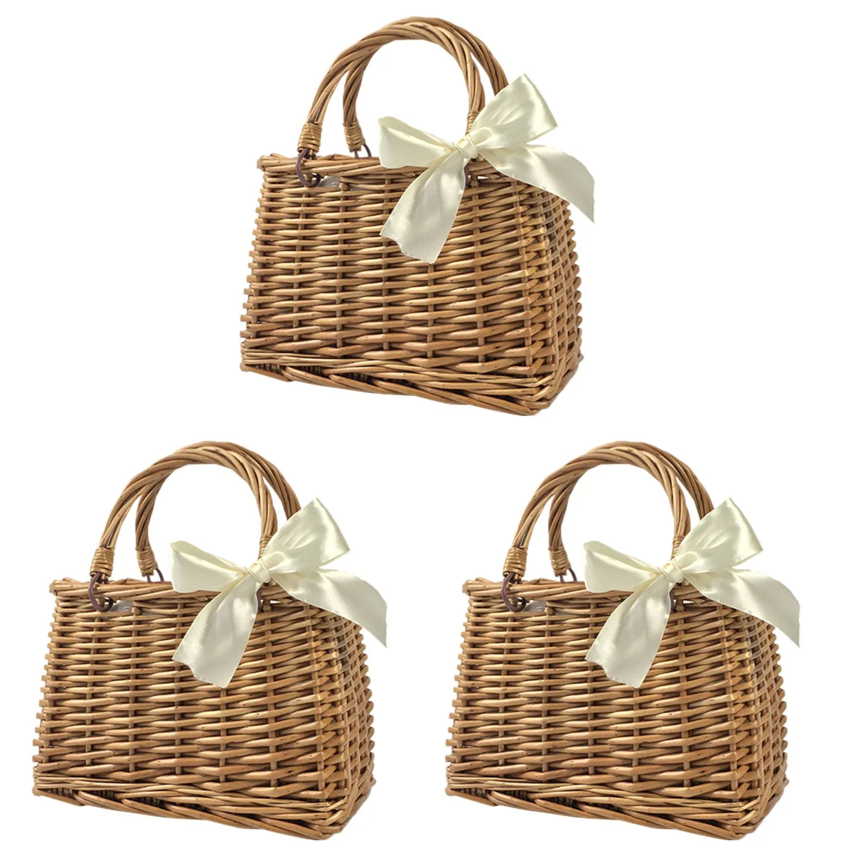 

Набор из 3 искусственных сумок, деревенский стиль, Шикарный декор, подставка для фруктов, плетеная Сумка для хранения для пикника, детская пл...