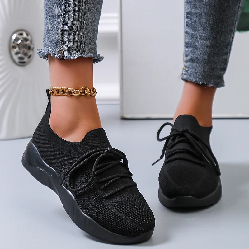 2022 Fashion Lace Up Platform Women's Shoes Summer Flat Mesh Sports Shoes Woman Vulcanize Shoes Plus Size35-43 sneakers women