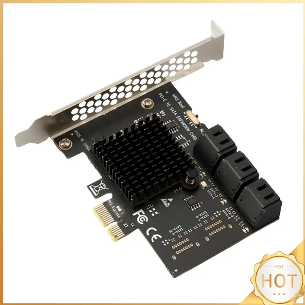 Фото Карта расширения PCI Express 1X на SATA3.0 с 6 портами, адаптер PCI-E X1/X4/X8/X16, конвертер-удлинитель для компьютера, 6 Гбит/с №1