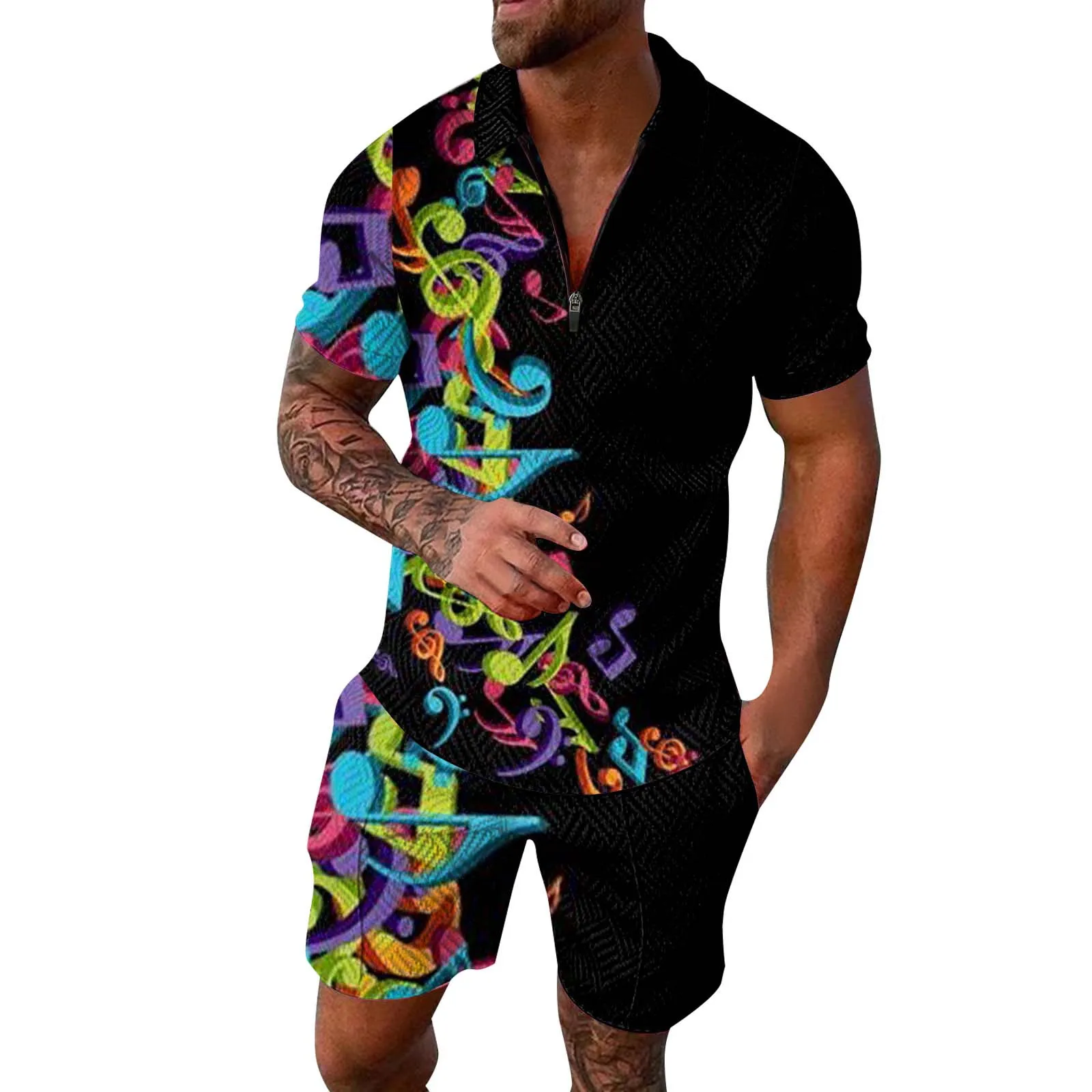 

3d Print Male 2 Piece Set Summer Fashion Polo Shirt+Shorts Basketball Men Sets Jogging Ensemble Homme Fitness Conjuntos 2023
