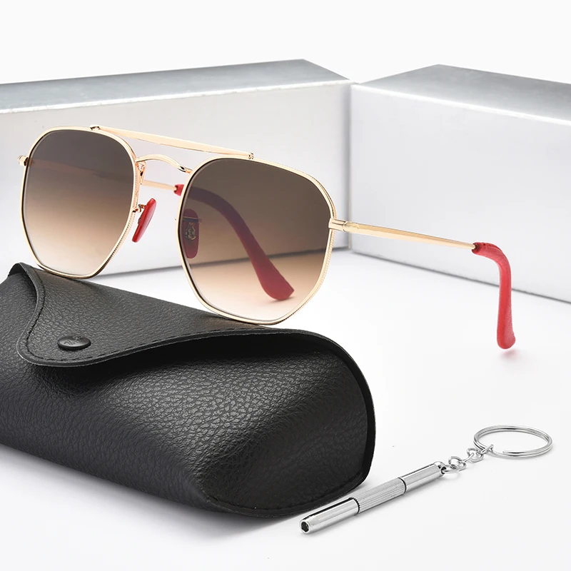 

3648 Classic Sunglasses Women Men Crystal Lens Mirror Brown Gradient Color UV400 Protection Sun Glasses