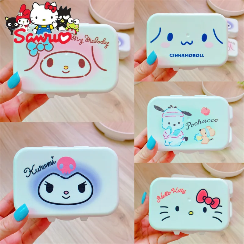 

Sanrio Melody Kuromi Hello Kitty Cinnamoroll Pochacco Soap Dish Cartoon Bathroom Soap with Lid Storage Box Home Dorm Drain Box