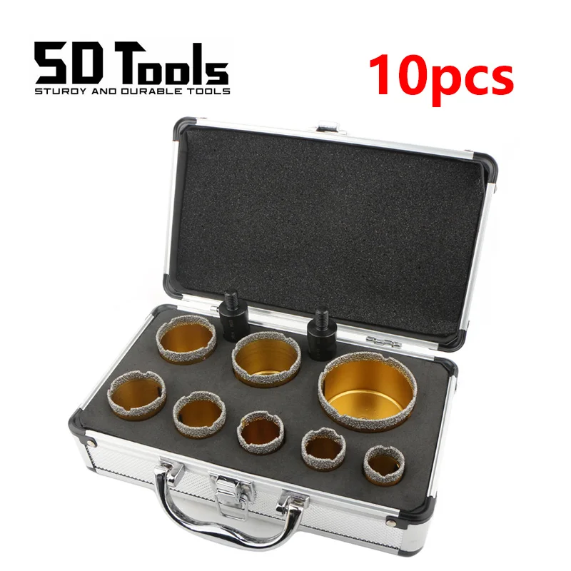 

Набор алмазных сухих сверл, набор из 10 насадок с резьбой M14/M10, алмазные насадки для сверления плитки, керамики, мрамора, гранита, фарфора