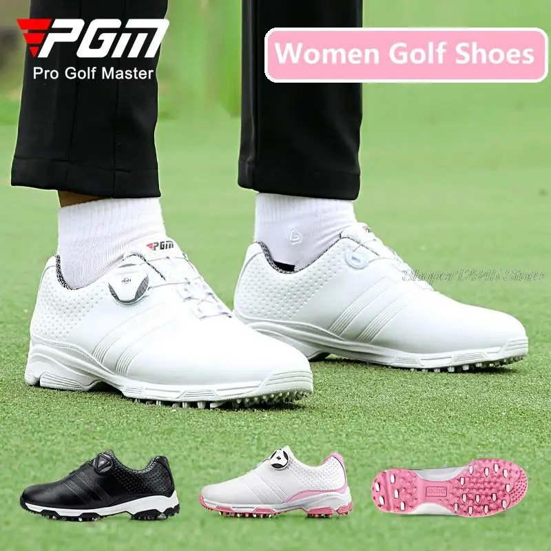 Pgm Golf Shoes Women's Waterproof Sports Sneakers Women Anti Slip Walking Shoes Ladies Lightweight Golf Sneakers Knob Buckle