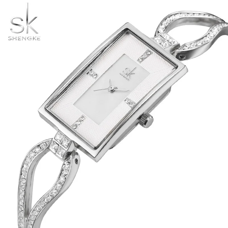 Shengke Luxury Women Watches Dress Watch Skeleton Bracelet Diamond Dial Watch Lady Rhinestone Watches For Women Relogio Feminio enlarge