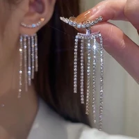 korean temperament tassel long trendy fashion design full of rhinestone earrings party jewelry bijoux exquisite gifts wholesale