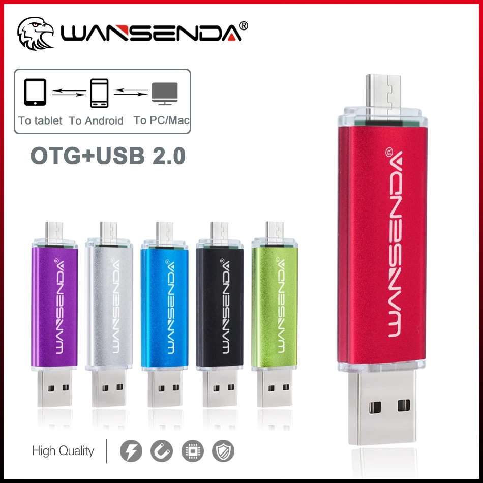 Многофункциональная USB-флеш-накопитель WANSENDA OTG 16 ГБ 32 64 128 256 2 в 1 двухпортовая