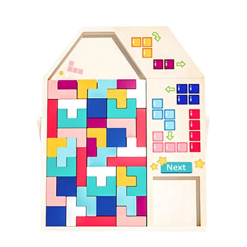 

Russian Blocks For Kids Brain Teasers Wooden Puzzle Geometric Shape Pattern Blocks Logic Game STEM Montessori Educational Gift