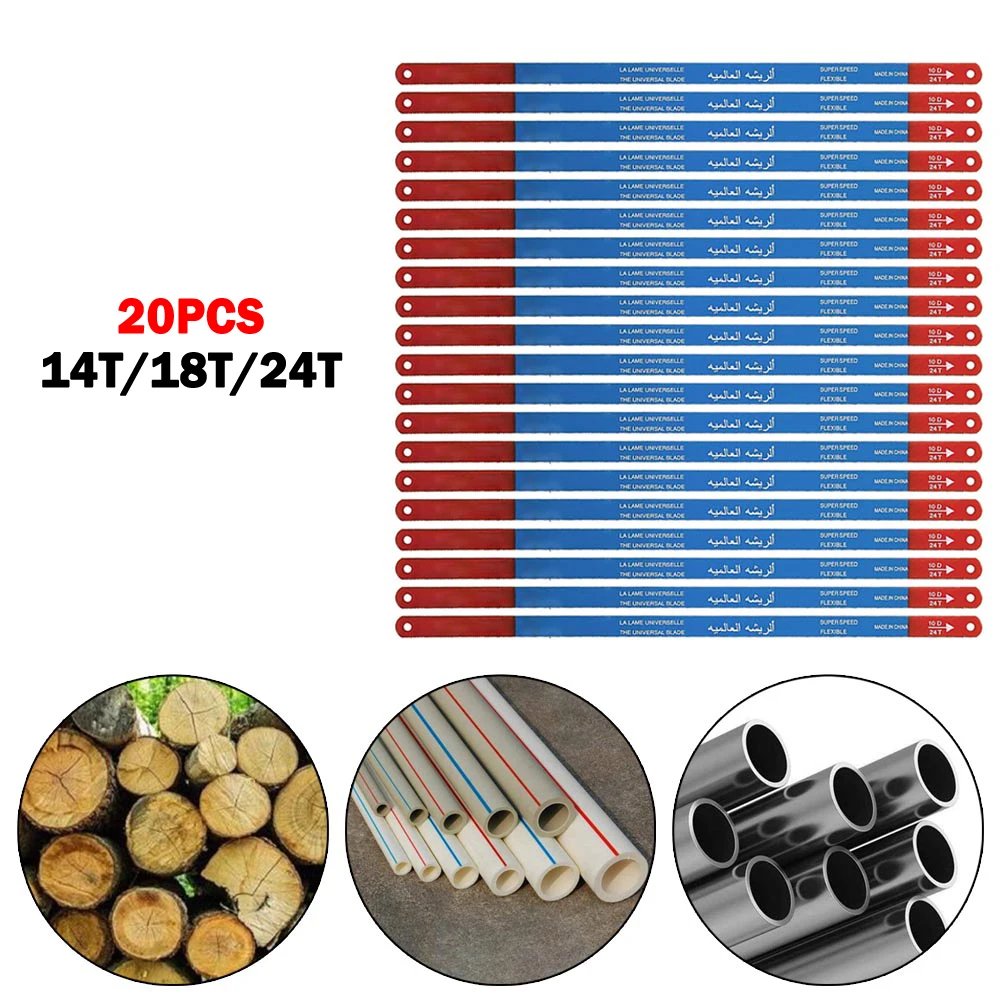 

20PCS M35 Steel Hacksaw Blade 300mm Hand Saw Blades 14T/18T/24T Bi-Metal For Meat Wood Cut Bamboo Pipe Fast Cutting 300*12*1mm