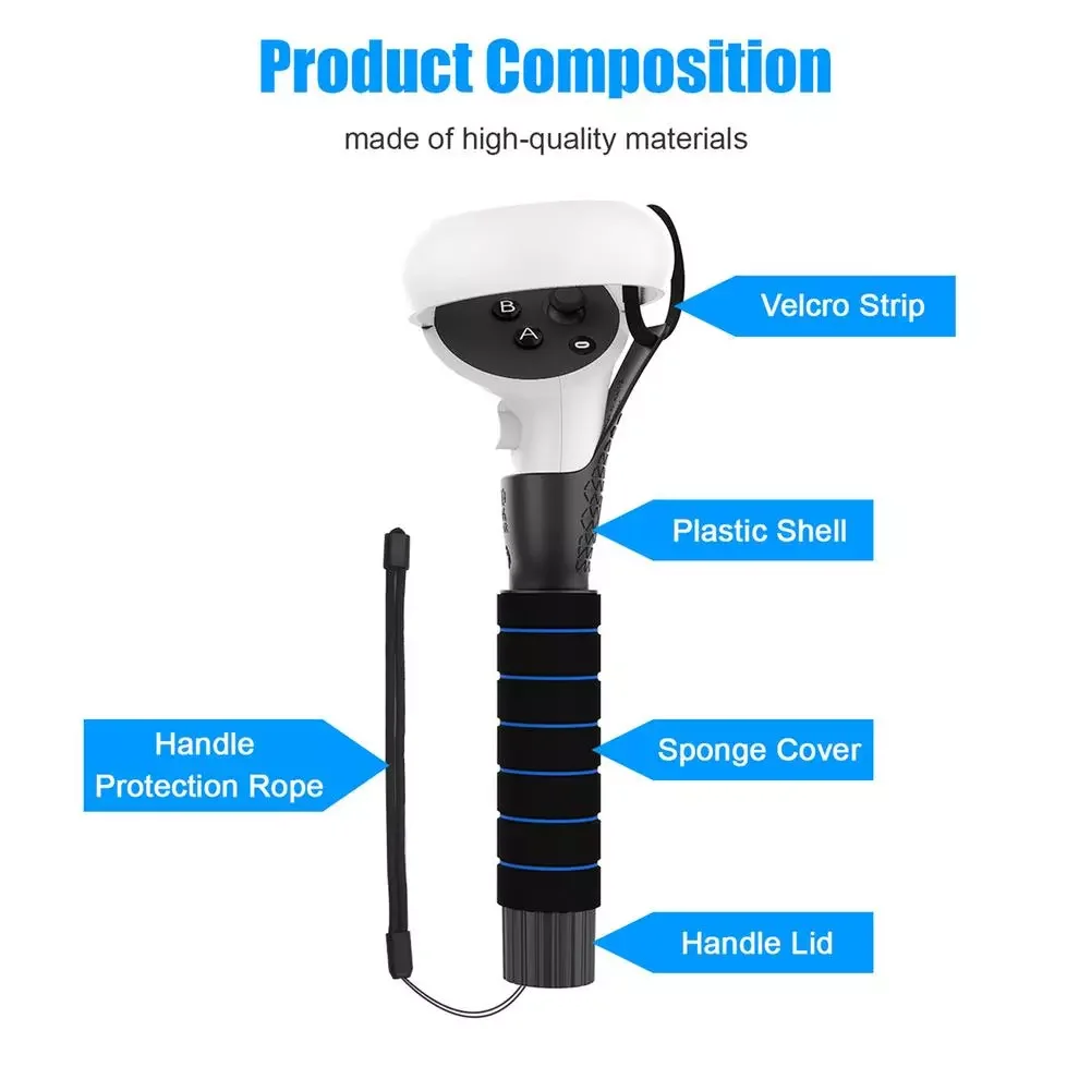 

NEW2023 Long Stick Dual Handle Extension Grips For Oculus Quest 1, Oculus Quest 2 VR Or Rift S Controllers Playing Beat Saber Ga