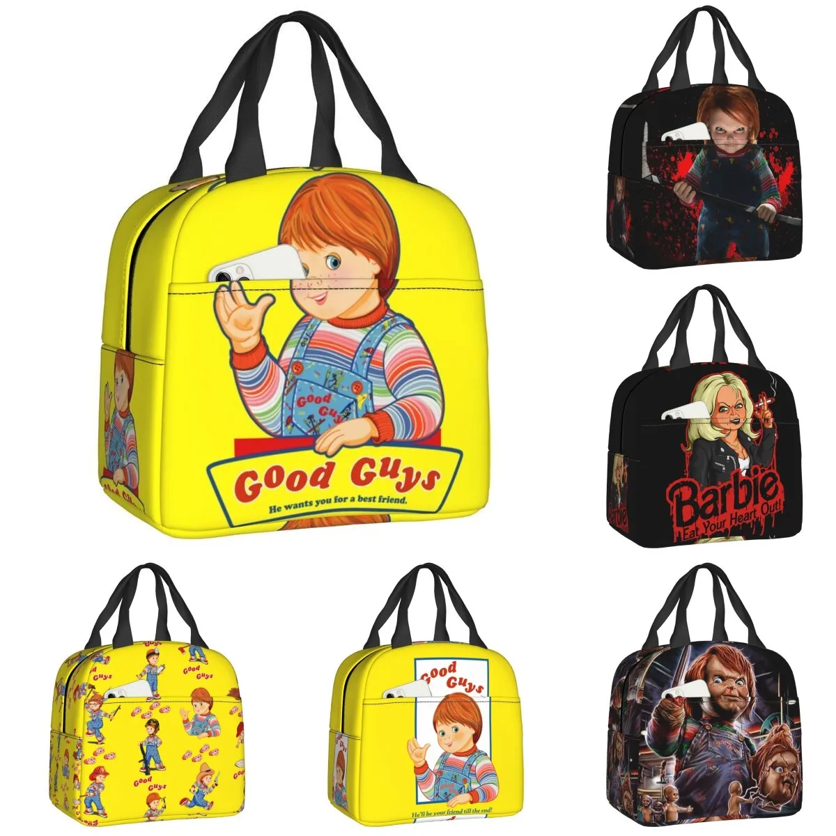

Child's Play Good Boys Insulated Lunch Bags for Outdoor Picnic Chucky Portable Thermal Cooler Lunch Box Women Children