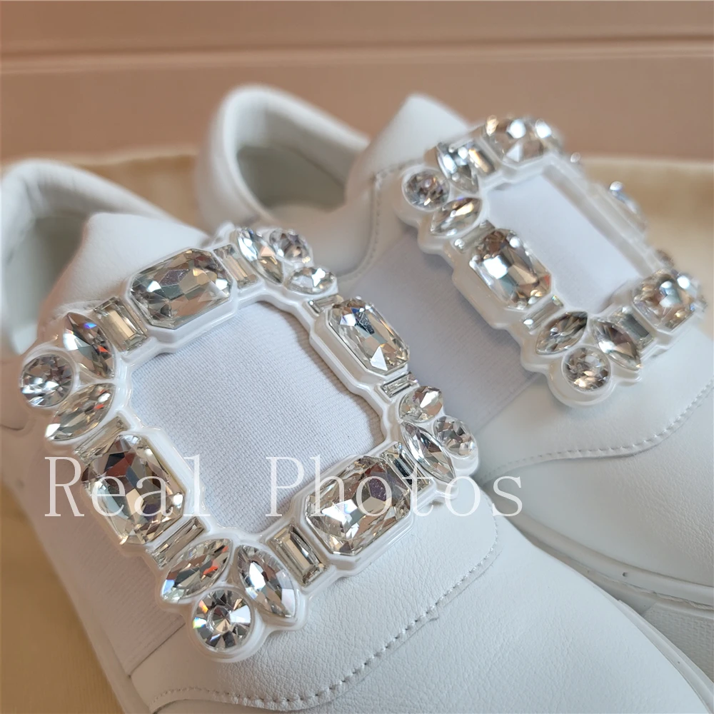 Women Sneakers Genuine Leather Shoes Fashion Rhinestone Casual Sneakers Women's Vulcanize Shoes Zapatos De Mujer