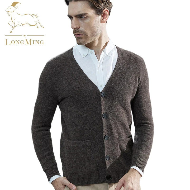 

LONGMING Cardigans Men's Knitted Sweaters Cardigan Cashmere Coats 100% Merino Wool Thick Knit Jacket Winter Autumn Male Clothing