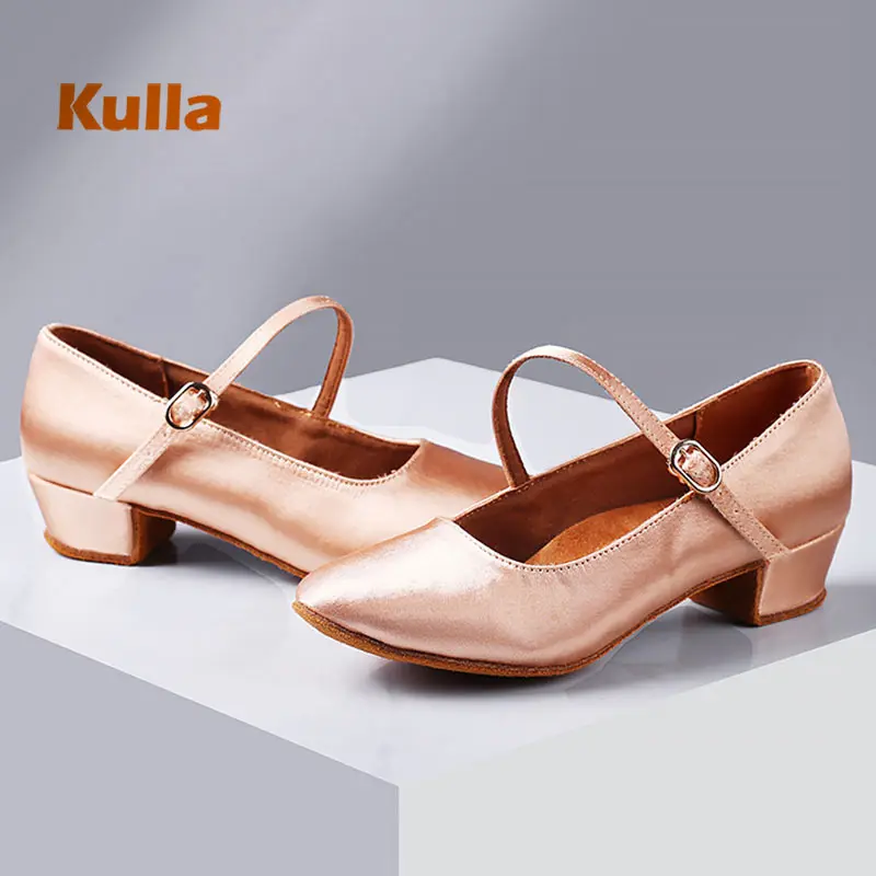Children's Latin Salsa Dance Shoes Ladies Jazz Ballroom Hip Hop Modern Low Heel 3cm Female Kid's Girl's Tango Flat Dancing Shoes