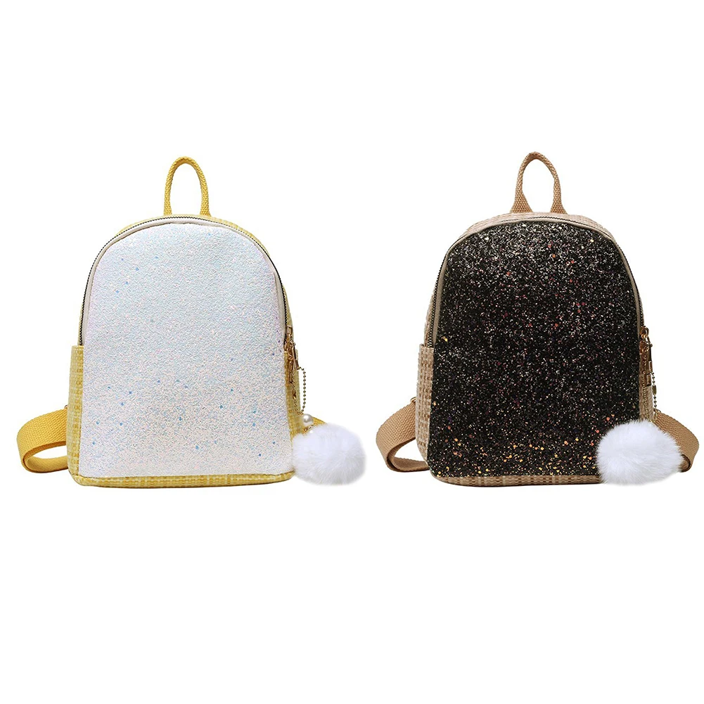 

Sequins School Shoulder Bags Classic Texture Delicate Creative Design Fashion Casual Canvas Backpacks Pompom Knapsack