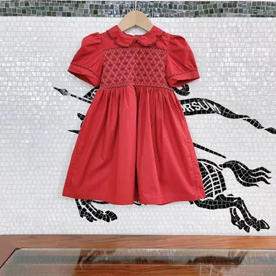 

High-end customized 2022 popular new girls' lapel dress with red lapel temperament, fashionable and foreign