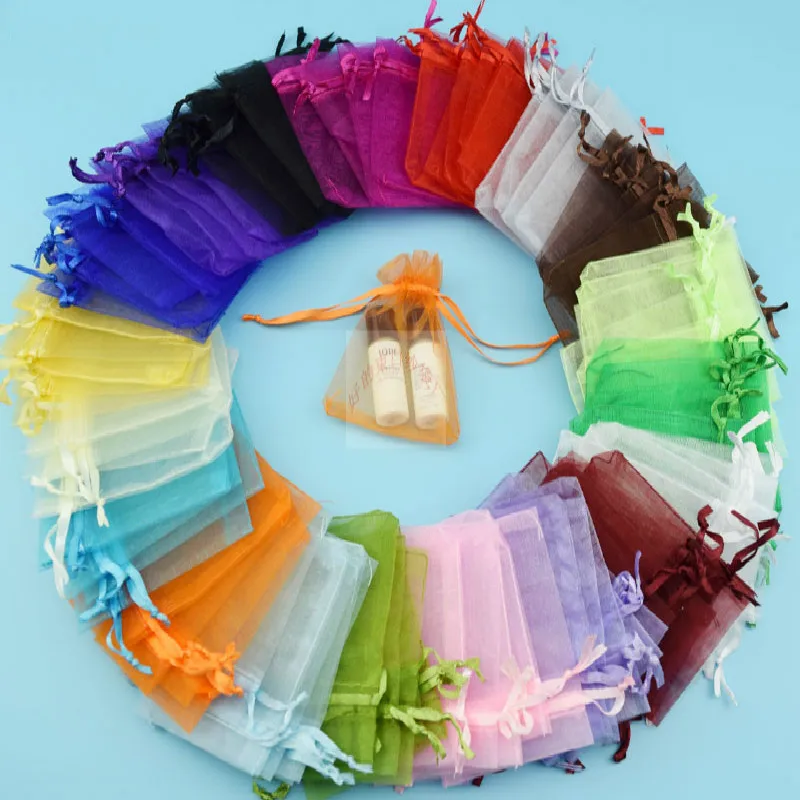 

New 15*20CM 100pcs/lot Pretty Organza Bag Jewelry Pouch Gift Bags Wedding Favors and Gifts Organza Pouches Decoration 22 Colors