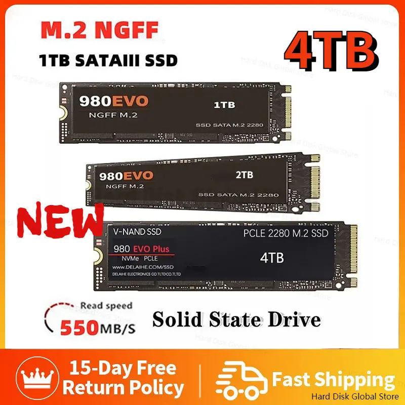 

SSD M2 NGFF 500 Гб 980 EVO Plus 250 ГБ Внутренний твердотельный накопитель 1 Тб Hdd жесткий диск 970 PRO M.2 для ноутбука компьютера Sata Hd