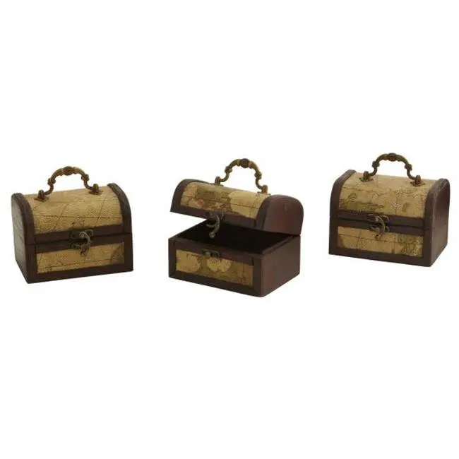 

0545-S3 Decorative Chest with Map - Set of 3