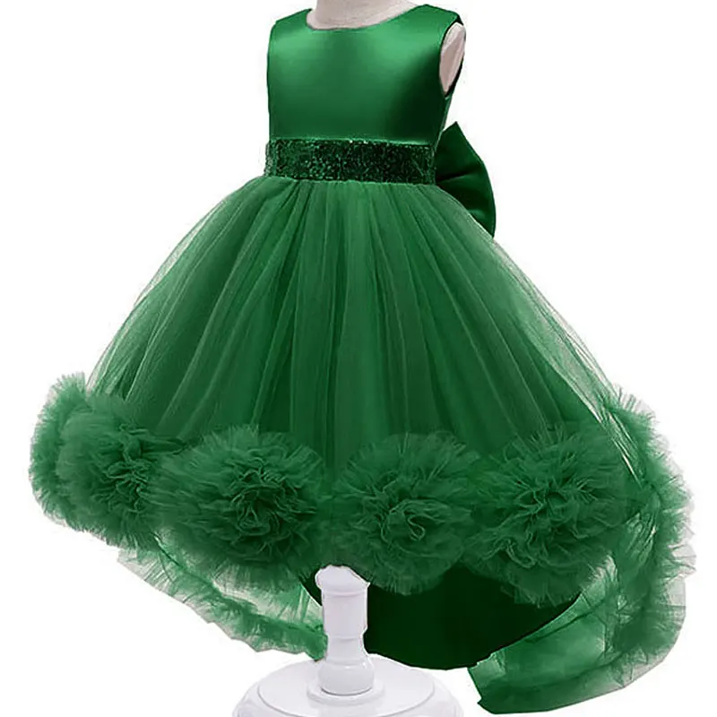 

Sequined Waist Belt Robe Princesse Fille Satin Brocade Christmas Gift For Girls Long Back Assymetrical Princess Vestido Niña Hot