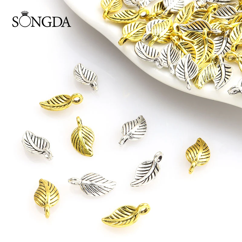 

50pcs Creativity Leaves Charms Antique Silver/Gold Color Plants Leaves Venation Alloy Pendant Making DIY Handmade Jewelry Crafts