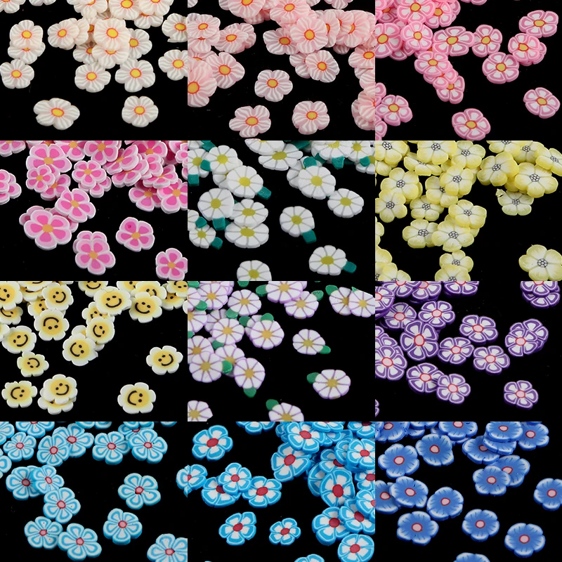 

Ultra-thin Cherry Blossoms Nail Art Sequins Polymer Clay Slices Slime Daisy Flowers Flakes Spring Summer Manicure Decorations
