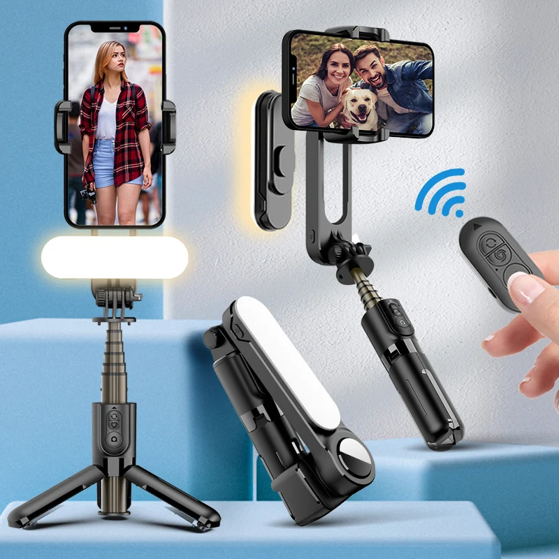 

KAIQISJ Q09 Wireless Bluetooth Selfie Stick Tripod Handheld Gimbal Stabilizer Monopod With Fill Light Shutter for IOS Android
