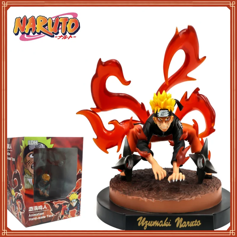 23cm Naruto Uzumaki Inuzuka Kiba Aburame Shino Anime Peripheral Hand-made Toys PVC Model Decoration Office Decoration Boxed