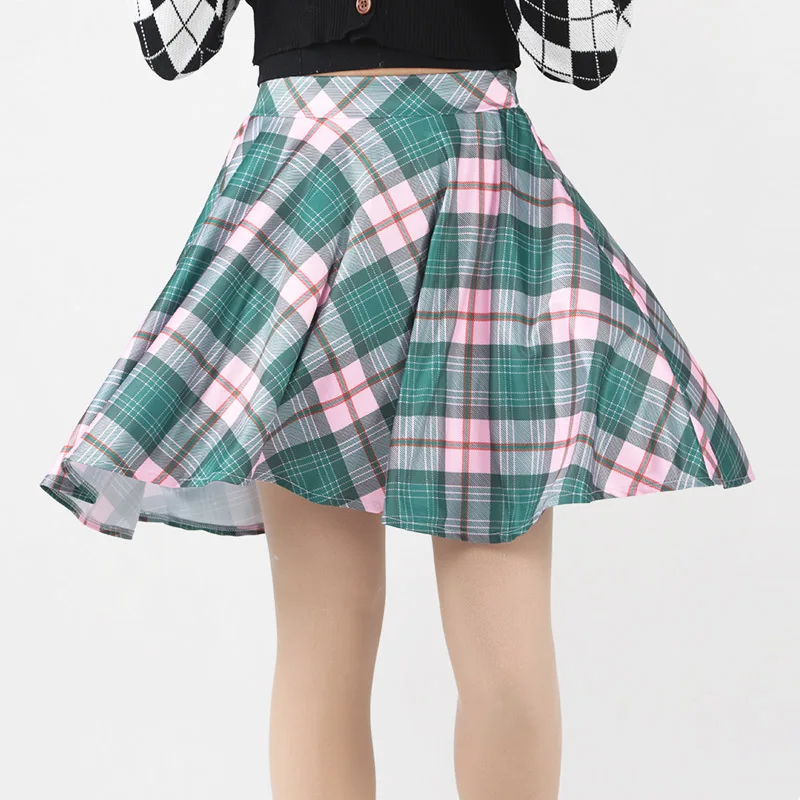 

LEN KA YAFI Plaid Skirt Short Women Summer Mini Skirts Print High Waist Knee-length Beach Dress Fashion 2022 New XS--XXL