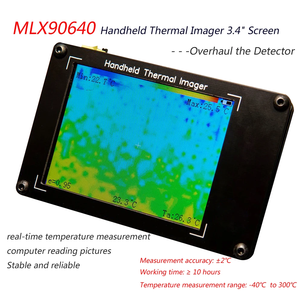 

3 4 Inch Thermal Imager LCD Rechargeable Non-contact Temperature Sensor Detecting Tool -40 to 300 8Hz Refresh Rate