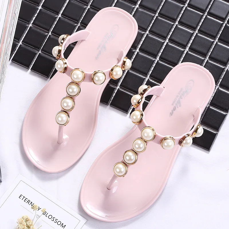 

Sandal Sandals with Feet on The Beach Crystal Ins Flip-flops Female Students Korean Fashion Wear Summer Flat Bottom