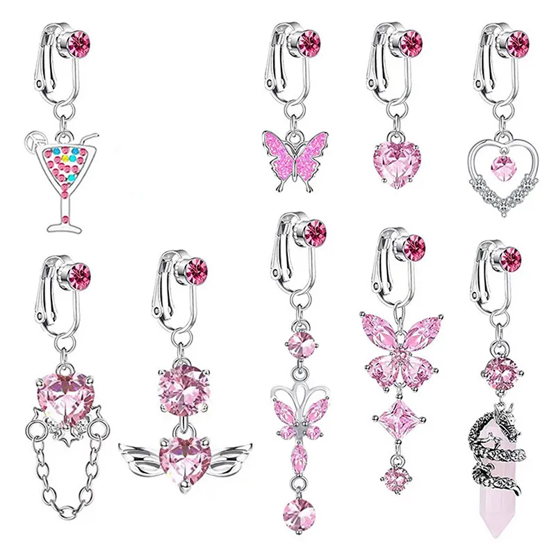 

Faux Fake Belly Ring Butterfly Fake Belly Piercing Clip On Umbilical Navel Belly Button Cartilage Clip On Earrings Body Jewelry