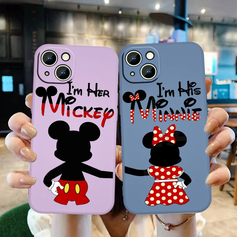 

Disney Mickey Minnie Mouse Phone Case For Apple iPhone 13 12 Mini 11 Pro XS MAX XR X 8 7 6S SE Plus Liquid Candy Color Shell