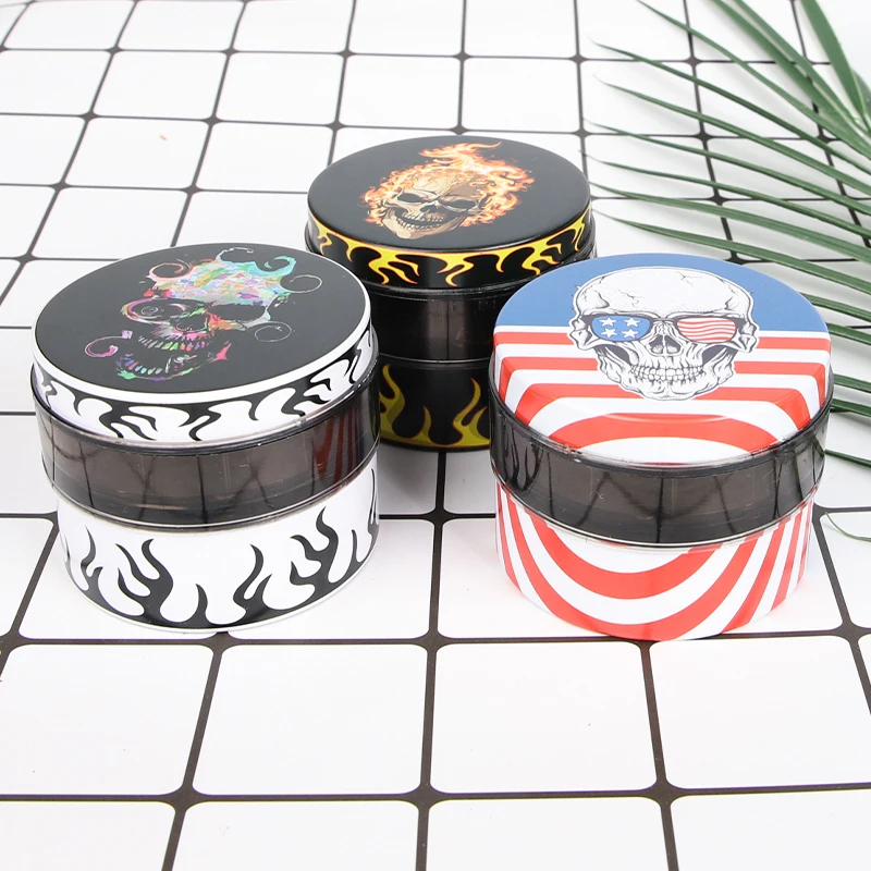 

New Style Tobacco Grinder Skull Pattern 3 Layers 55mm Colorful Plastic Alloy Herb Grinders Smoking Accessories Tobacco Crusher