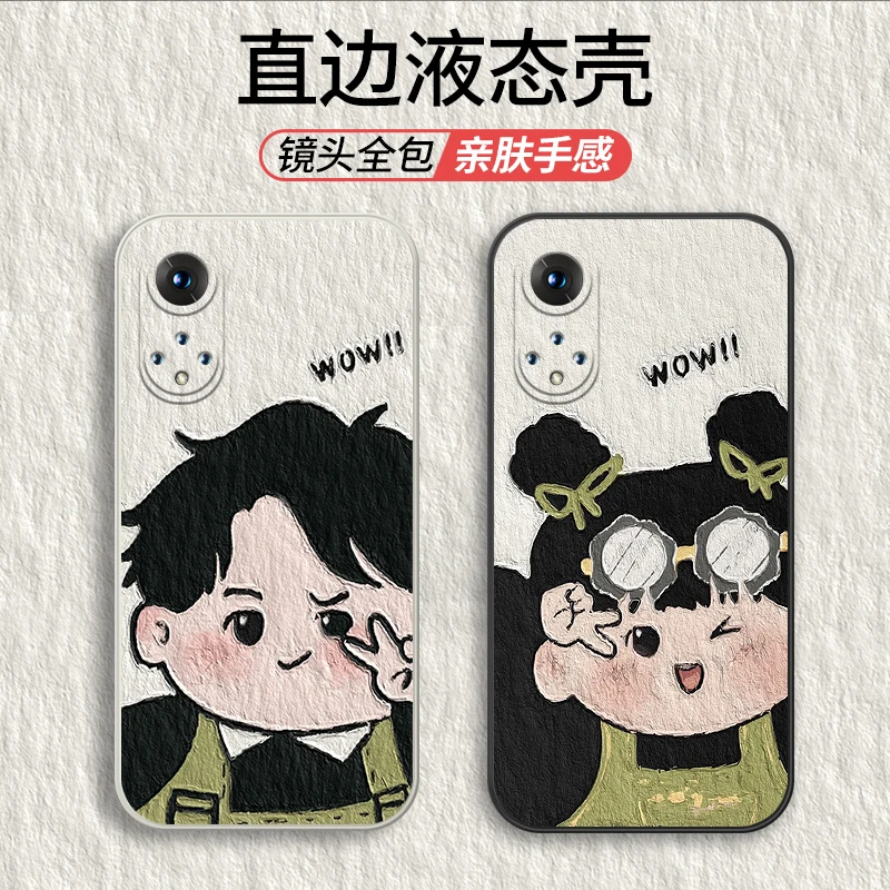 

Phone Case for Huawei Nova9 6 7se 8Pro mate30 Painting Cover for p40 p50 Straight Edge Honor 60 x30 20s V40 x 10 qute Boy Girl