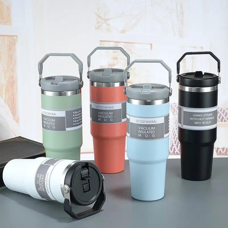 

Cups Water Bottle With Straw Tumbler Thermal Insulation Stainless Steel Metal Cup Gym Travel Mug Large Capacity Free Shipping
