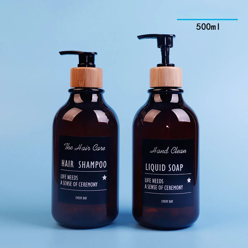 

500ML Sub-bottling Brown PET Facial Cleanser Lotion Sub-bottling Shower Milk Empty Bottle Shampoo Press Plastic Shower Bottle
