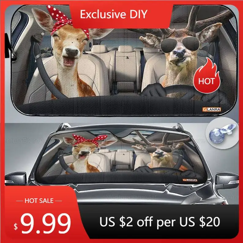 

Автомобильный солнцезащитный козырек для пар, автомобильный солнцезащитный козырек для оленя, влюбленные оленя, забавный подарок, солнцезащитный козырек для оленя, автомобильный солнцезащитный козырек PHT092205G03