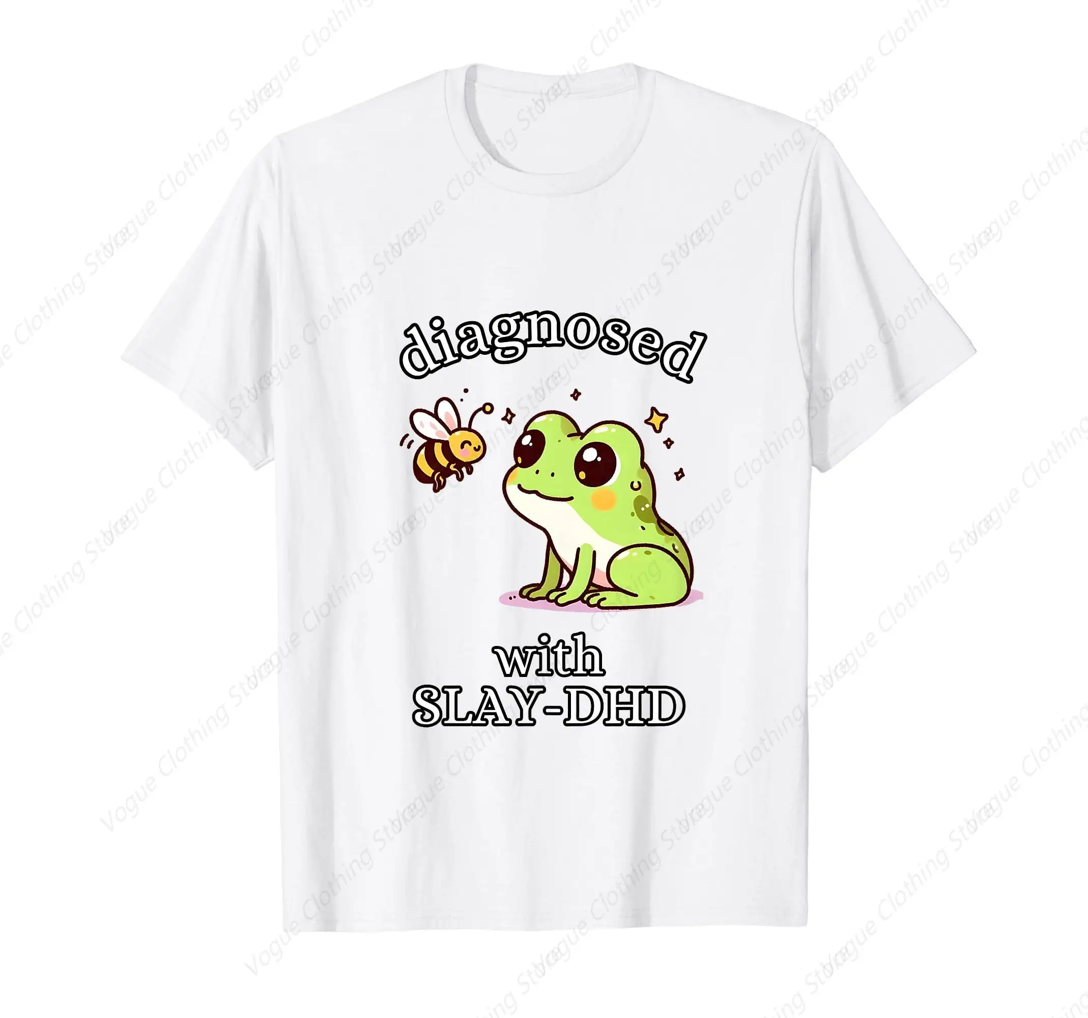 Забавная футболка с надписью Slay-Dhd Adhd Frog Meme Silly Pun мягкая хлопковая одежда