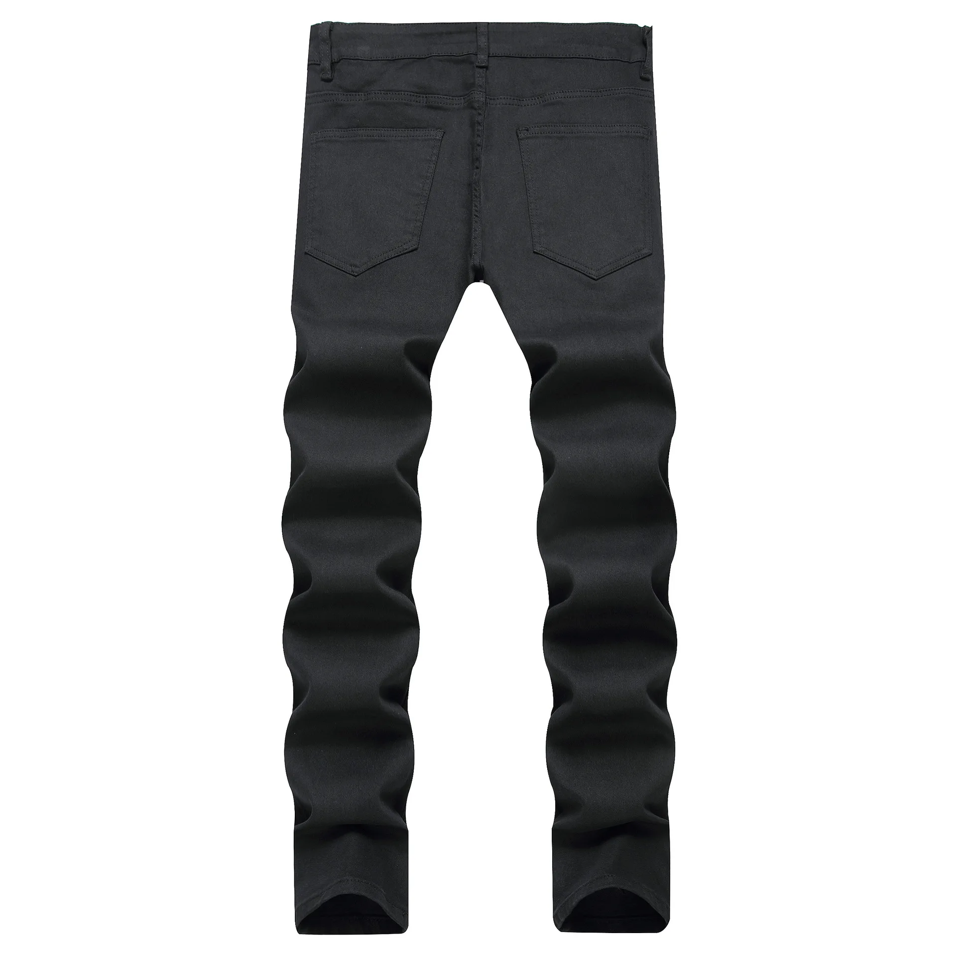 Мужские черные джинсы с принтом Стрейчевые облегающие брюки средней посадки