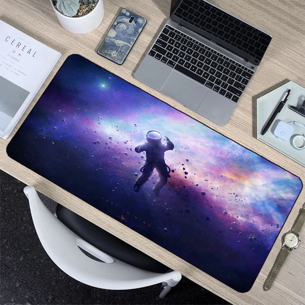 

Planet Universe Mouse Pad Oversized Science Fiction Space Astronaut Computer Office Gaming Keyboard Lock Edge Thickened Desk Pad