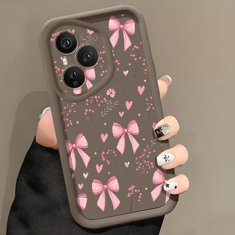 Мягкий чехол из ТПУ для телефона Honor 400 Pro 200 Pro X8c X9c Smart X6b X6c X6a Magic7 Lite с розовым бантом и силиконовым защитным чехлом (art.: 3920d4635ca26) - 3920d4635ca26