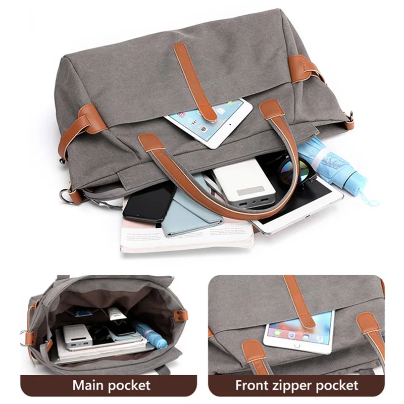 Canvas Crossbody Travel Luggage Bags For Women's 2022 Retro High Capacity Daily Duffel Multi Pocket Tote Shoulder Handbag XA996M