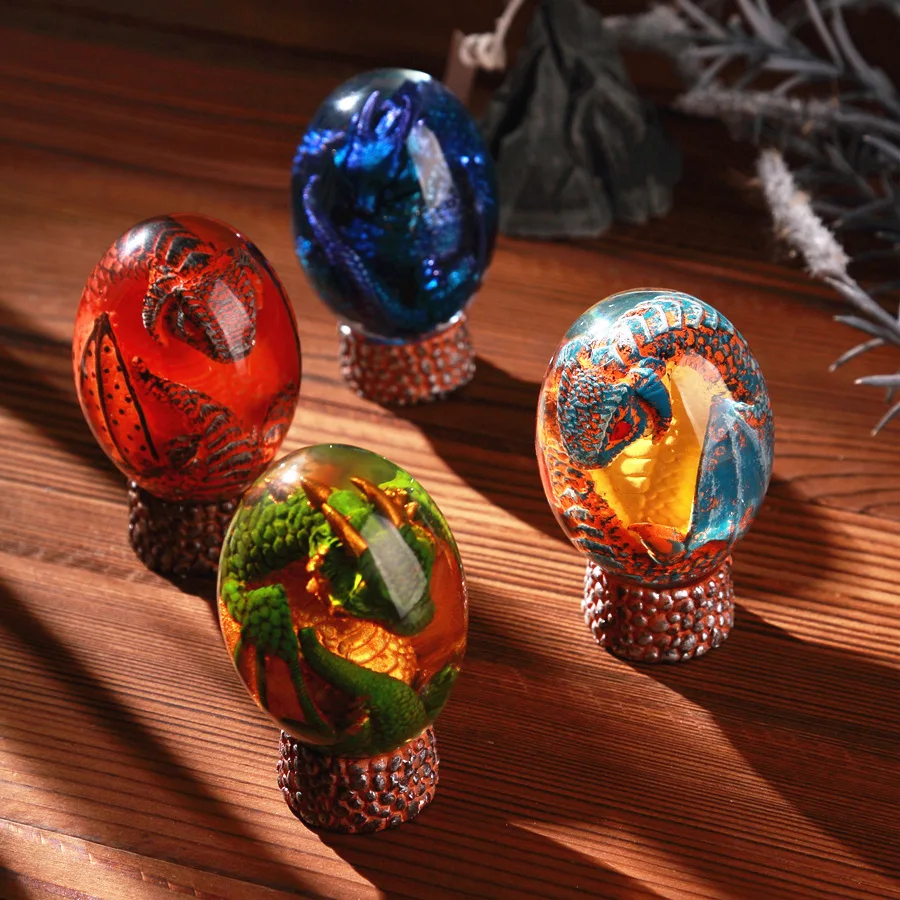 

Lava Dragon Egg with Luminous Base Resin Collectible Decorative Figurines Sculpture Home Decoration Desk Bookshelf Holiday Gifts