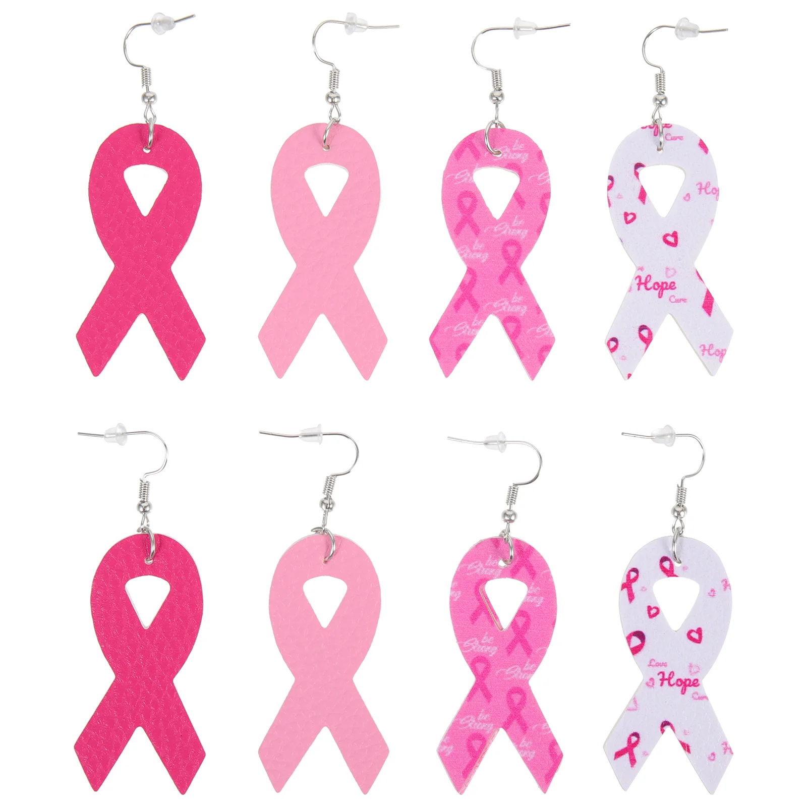 

4 Pairs Lightweight Ribbon Pu Earrings Women's Dangle Studs Aluminum Alloy Drop