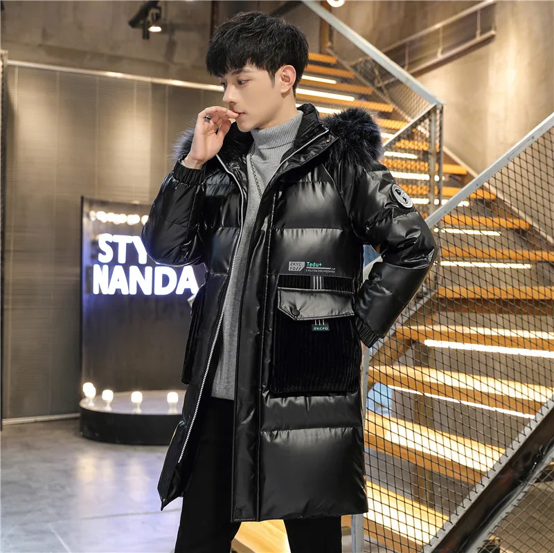 Winter cotton padded clothes for men 2022 New bright medium long coat Fashion handsome jacket Heavy warm winter jacket men