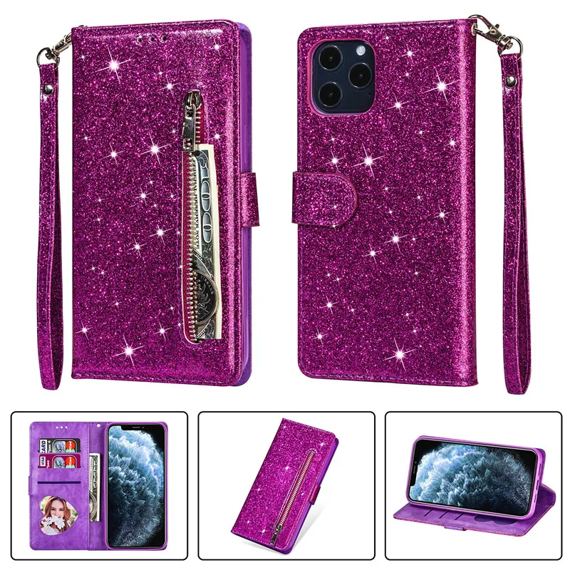 

Glitter Sparkle Bling Case Flip Phone Cover For Samsung A12 A52 A72 A42 Magnetic Wallet Card Coque For Galaxy A71 A51 Phone Etui