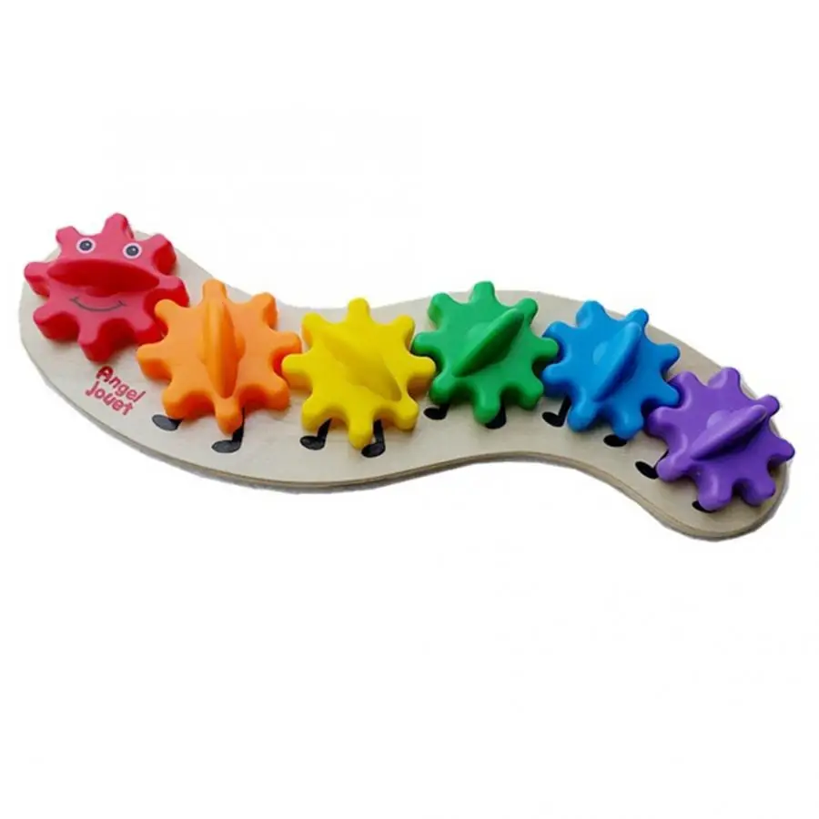 2021 Children'S Education Wooden Gear Assembly Caterpillar Toys Assembling Blocks Colorful Sorting Color Cognitive Board Toys конструктор peng yue toys gear blocks 9207