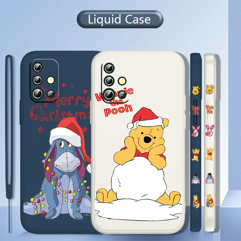 

Christmas Winnie Pooh Bear Phone Case For Samsung Galaxy A73 A53 A33 A52 A32 A22 A71 A51 A21S 4G 5G Liquid Left Rope Cover