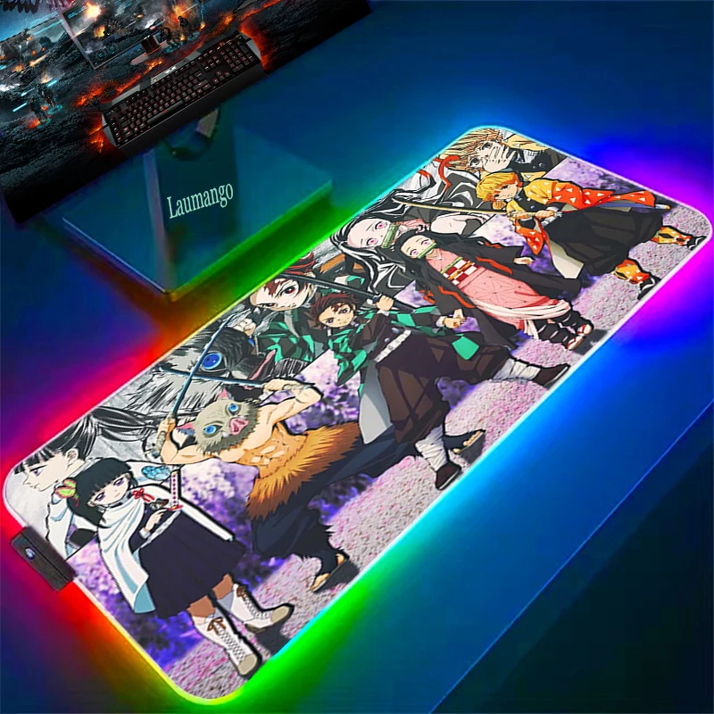 

Игровые аксессуары для клавиатуры с аниме Xl RGB, коврик для мыши, коврик для мыши с рассекающим демонов киметсу, игровые коврики No Yaiba, коврик д...